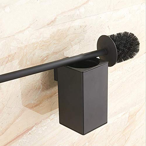 BOAOTX Soporte para escobilla de baño cuadrado negro mate de acero inoxidable 304, montaje en pared, con vaso y escobilla, estilo moderno y elegante, para taladrar