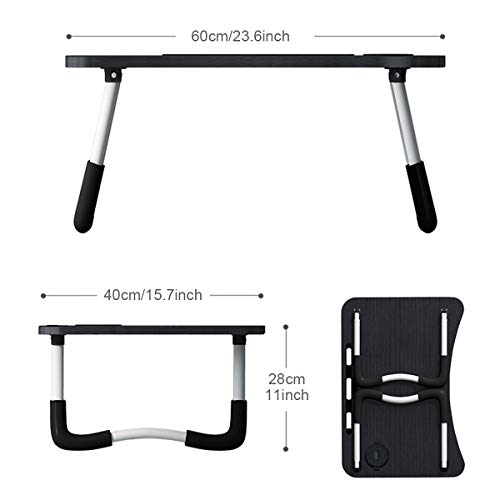 BoloShine Mesa para Ordenador Portátil, Ajustable Mesa de Cama Plegable para Leer, Mesa Estable Portátil Multifunción con Ranura para Tazas, para Cama Y Sofá(60 X 40 Cm)