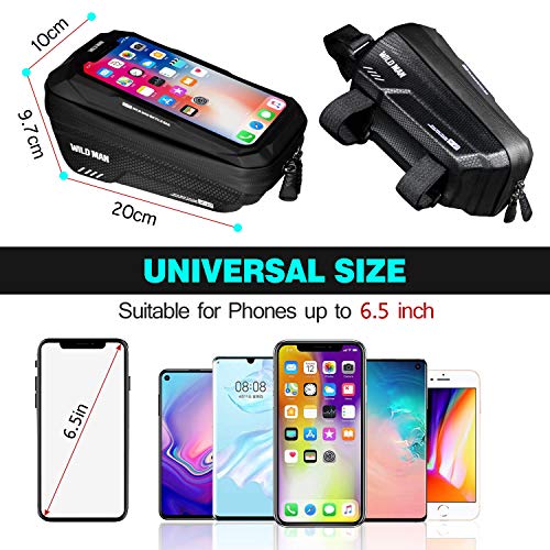 Bolsa de Bicicleta Bolsa Cuadro Bicicleta Impermeable con Pantalla Táctil Bolsa Bicicleta Manillar Bolsa Bicicleta Telefono per iPhone 11/XS/X/XR/Samsung S9 Plus/S8 Plus/Huwawei de 7 Pulgadas (Negro)