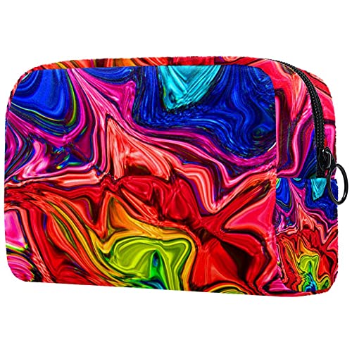 Bolsa de cosméticos Bolsa de Maquillaje Bolsa de cosméticos de Viaje, Bolso de Mano, Bolso de baño,Remolino de Arco Iris Funky