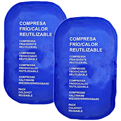 Bolsa de gel reutilizable calor y frío, Tamaño 30cm x 18.5cm, Pack 2 compresas multiusos para microondas y congelador, Alivia dolor muscular y lesiones.