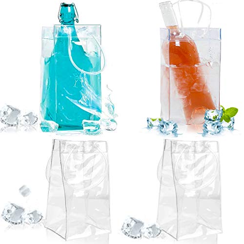 Bolsa De Hielo Para Botellas, Senteen 4pcs Bolsa De Vino Personalizada Ice Bag Transparente Botella De Hielo Bolsa De Refrigeración Herramientas De Cocina, Para Champagne Cerveza Fría Bebidas