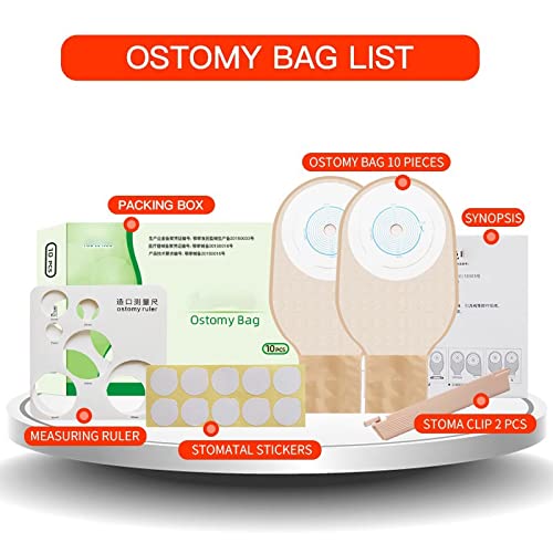 Bolsas de colostomía de una pieza 10 PCS Ostomy Bolsas de ostomía de drenaje bolsas de colostomía transpirable Ostomy Hernia Drenaje Incontinencia Productos Doble Capas Adhesivo Antidevente Estoma Bol