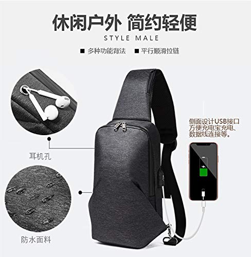 Bolso De Marea Cool Tide para Hombre Bolso para Mensajero con Hombro Bolsa De Carga USB Mochila para Hombre Mochila Deportiva para Jóvenes Negro