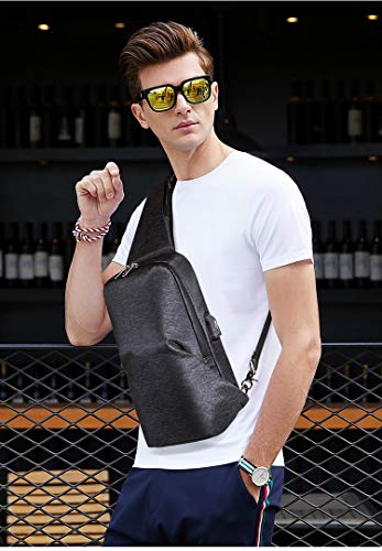 Bolso De Marea Cool Tide para Hombre Bolso para Mensajero con Hombro Bolsa De Carga USB Mochila para Hombre Mochila Deportiva para Jóvenes Negro