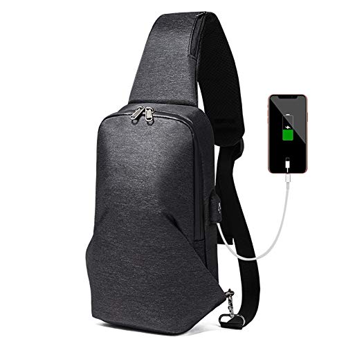 Bolso De Marea Cool Tide para Hombre Bolso para Mensajero con Hombro Bolsa De Carga USB Mochila para Hombre Mochila Deportiva para Jóvenes Negro