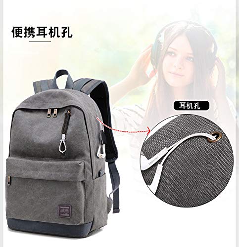 Bolso del Estudiante de la Marea del Bolso de Viaje al Aire Libre de la Mochila Femenina del Bolso del Hombro de los nuevos Hombres Que Carga USB, Negro