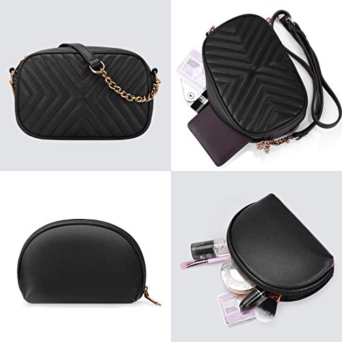 Bolso para Mujer Cuero PU Bolso de hombro Monedero 3Pcs Bolso Grande Bolso Señoras Shopper Totes para  Escuela Compras Viaje Oficina Negro