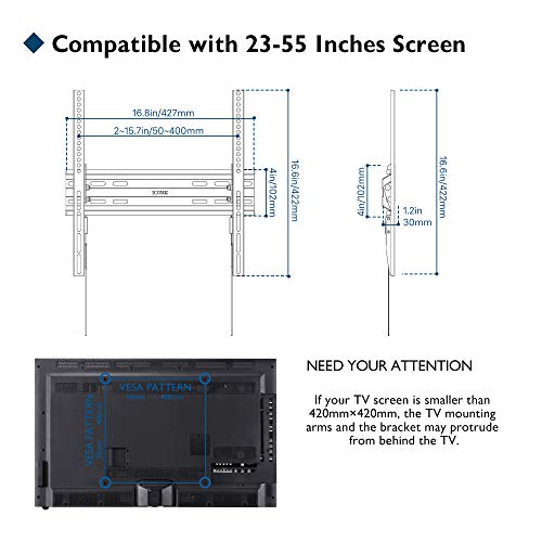 BONTEC Soporte TV Pared Inclinable Ultra Delgado para 23-55 Pulgadas Television de LED/LCD/Plasma, Carga Máx. 45kg, Máx VESA 400x400 mm