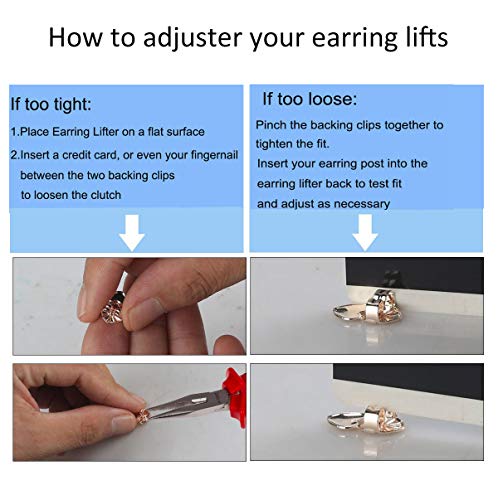 Boomly Pendientes bonitos Ascensores de aretes seguros hipoalergénicos ajustables Lóbulo de la oreja Accesorios de aretes de levantador (Astilla -1 par)