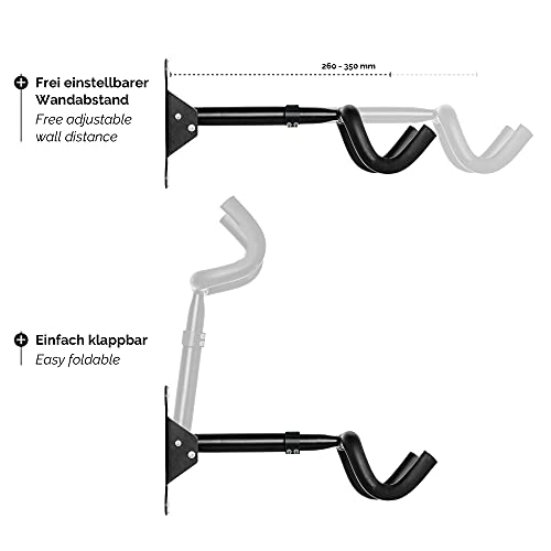 Borgen Soporte de pared para bicicletas I Soporte para colgar bicicletas - Ángulo y distancia de pared ajustable, plegable, MTB, bicicleta de carreras - Acolchado extra suave