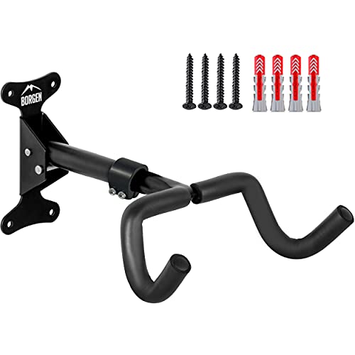 Borgen Soporte de pared para bicicletas I Soporte para colgar bicicletas - Ángulo y distancia de pared ajustable, plegable, MTB, bicicleta de carreras - Acolchado extra suave