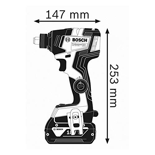 Bosch Professional 06019G4202 GDX 18V-200 C - Llave de impacto a batería (18V, 200 Nm, conectable, sin batería, en L-BOXX) Azul