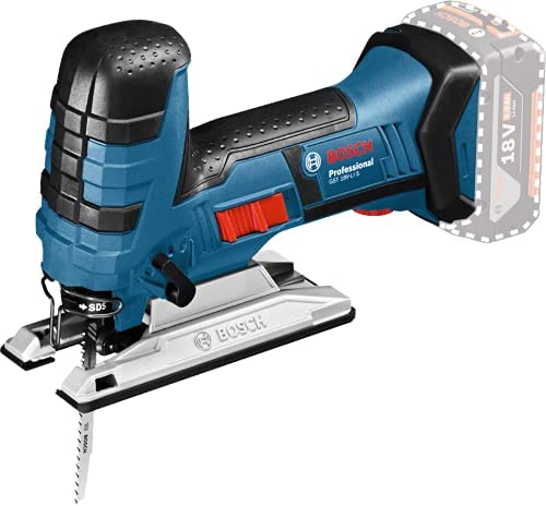 Bosch Professional 18V System GST 18 V-LI S - Sierra de calar a batería (2700 cpm, profundidad de corte 120 mm, 3 hojas de sierra + 3 esponjas, sin batería, en L-BOXX) - Amazon Edition