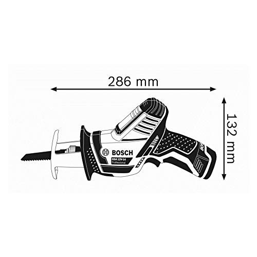 Bosch Professional GSA 12V-14 - Sierra sable a batería (2 hojas de sierra, sin batería, 12V, 0 - 3000 cpm, profundidad de corte 65 mm, en L-BOXX)