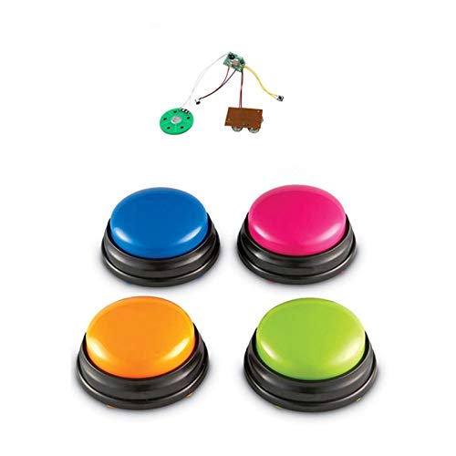 Botones de Respuesta, Answer Buzzer Botón de Sonido de grabación de Voz Easy Carry de tamaño pequeño para niños Botones interactivos de Respuesta de Juguetes Naranja + Rosa + Azul + Verde