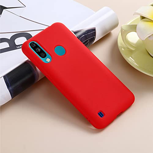 BRAND SET Funda para ZTE Blade A7 2020, Caja Teléfono Silicona Líquida, con Forro Tela Microfibra Estuche Protector Suave al Tacto Carcasa para ZTE Blade A7 2020-Rojo