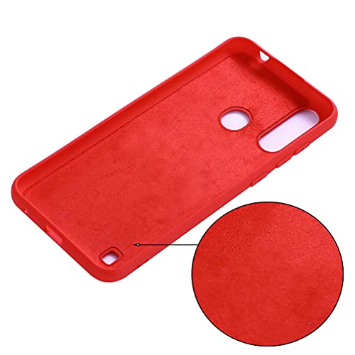 BRAND SET Funda para ZTE Blade A7 2020, Caja Teléfono Silicona Líquida, con Forro Tela Microfibra Estuche Protector Suave al Tacto Carcasa para ZTE Blade A7 2020-Rojo