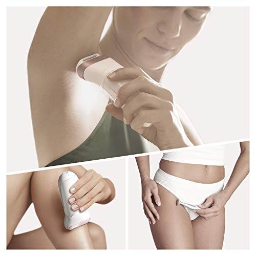 Braun Silk-épil 9 Depiladora Mujer con Tecnologí­a SensoSmart con Cabezal Oscilante y Perfilador Línea Bikini, Uso en Seco y en Mojado, Inalámbrica, 9-890, Blanco/Oro Rosa