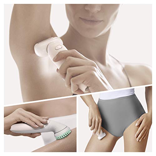 Braun Silk-épil 9 Flex Depiladora Mujer con Cabezal Flexible y Tecnología SensoSmart, Mango Antideslizante, Inalámbrica, 9020, Blanco/Dorado