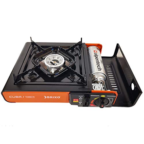 BRIXO Barbacoa Grill 2 en 1 Hornillo de Gas 2200 W Cuba Piezo + 4 Cartuchos de Gas 227 g Gas butano Camping