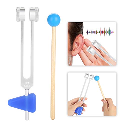 Brrnoo Diapasón, OM 136,1 HZ Kit de Instrumentos de diapasón de aleación de Aluminio ponderado para curación del Sonido Herramientas de Terapia de vibración para aliviar el estrés