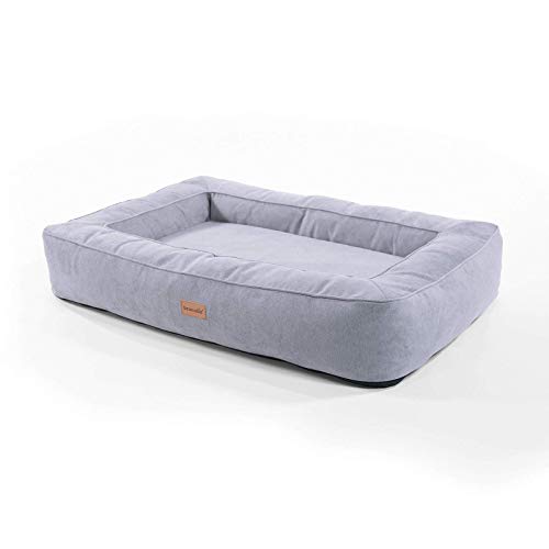 brunolie Bruno Cama para Perros Grande, Lavable, higiénica y Antideslizante, Cama para Perros ortopédica con cojín y Material Superior Transpirable Gris, Tamaño L (100 x 70 x 17 cm)