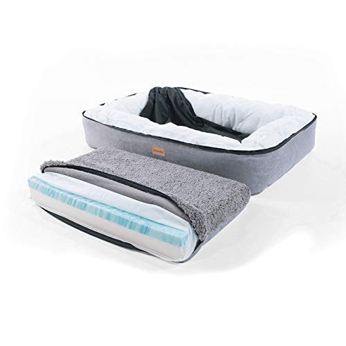 brunolie Bruno Cama para Perros Grande, Lavable, higiénica y Antideslizante, Cama para Perros ortopédica con cojín y Material Superior Transpirable Gris, Tamaño L (100 x 70 x 17 cm)