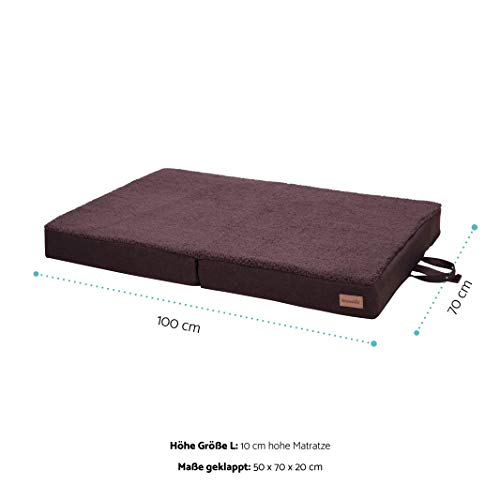 brunolie Paco Cama para Perros Plegable Marrón, Lavable, ortopédico y Antideslizante, Cama para Perros con Espuma de Memoria Transpirable, Tamaño L 100 x 70 cm