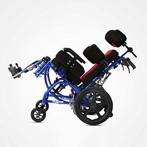 BSJZ Silla de Ruedas de aleación de Aluminio Totalmente acostada para niños/Adultos, hemiplejía por accidente cerebrovascular Sillas de Ruedas manuales para discapacita