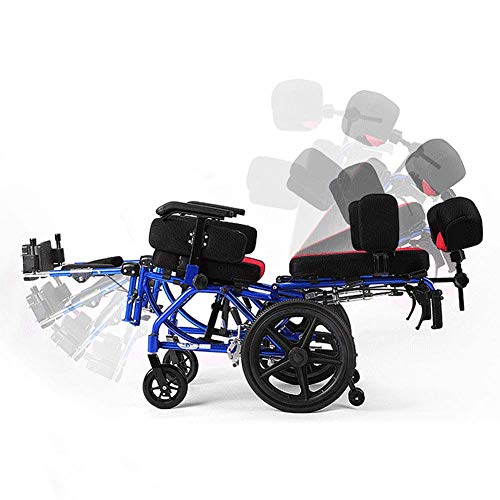 BSJZ Silla de Ruedas de aleación de Aluminio Totalmente acostada para niños/Adultos, hemiplejía por accidente cerebrovascular Sillas de Ruedas manuales para discapacita