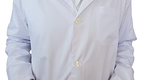 BSPOT Bata Médico Manga Larga Blanco Bata de Laboratorio Enfermera Sanitaria de Trabajo para Médicos Hombre (XL)