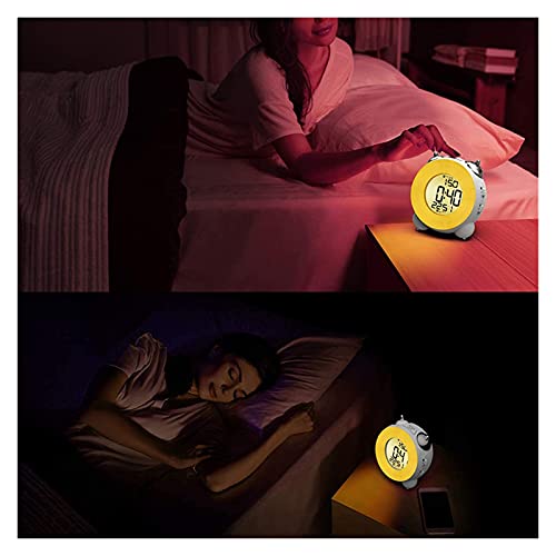 BTMING Reloj de Alarma Fuerte sin tictac Batería de cabecera Desarrollado con Snooze Dual Alarm Night Light for durmientes Pesados