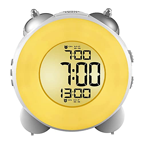 BTMING Reloj de Alarma Fuerte sin tictac Batería de cabecera Desarrollado con Snooze Dual Alarm Night Light for durmientes Pesados