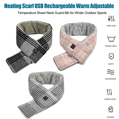 Bufanda de calefacción Caliente eléctrica de Invierno. USB Cuello Cervical Recargable Cuello de Chal for Guardar Bib Senderismo Bufanda for Deportes al Aire Libre (Color : Light Grey)