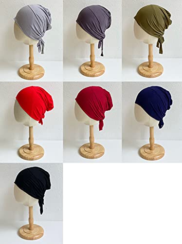 BUXIANGGAN Gorro Beanie Sombrero Moda Suave Algodón Modal Musulmán Cubre La Cabeza Turbante Pañuelo Manga Cap Sólido Arruga Suave Beanie Sombrero Abrigo De La Cabeza 9