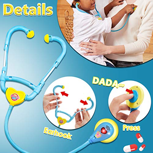 BUYGER Medicos Doctora Juguetes Accesorios Doctora Enfermería Kit Juegos de Imitacion Regalos para Niños, Azul