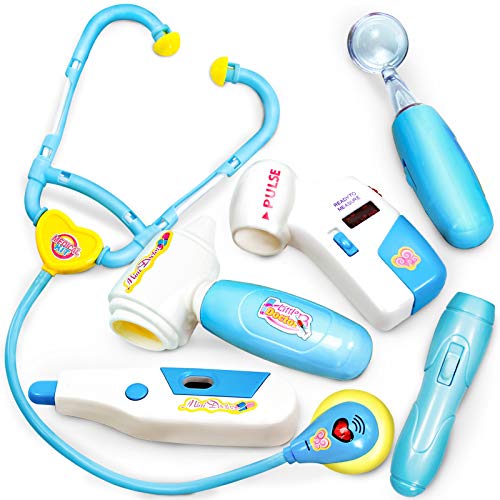 BUYGER Medicos Doctora Juguetes Accesorios Doctora Enfermería Kit Juegos de Imitacion Regalos para Niños, Azul