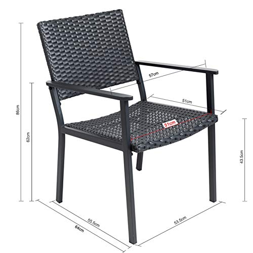 C-Hopetree Silla De Comedor Al Aire Libre para Mesa De Patio Exterior, Marco Metálico, Negro Todo El Tiempo Mimbre