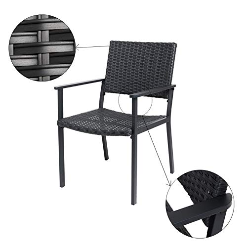 C-Hopetree Silla De Comedor Al Aire Libre para Mesa De Patio Exterior, Marco Metálico, Negro Todo El Tiempo Mimbre