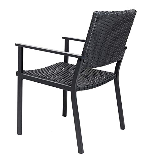 C-Hopetree Silla De Comedor Al Aire Libre para Mesa De Patio Exterior, Marco Metálico, Negro Todo El Tiempo Mimbre