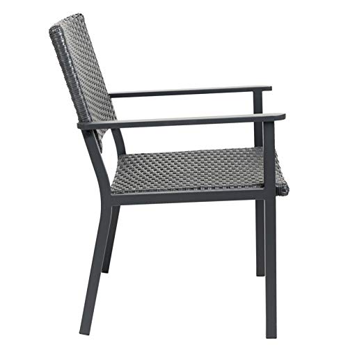 C-Hopetree Silla De Comedor Al Aire Libre para Mesa De Patio Exterior, Marco Metálico, Negro Todo El Tiempo Mimbre