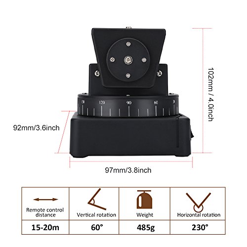Cabezal de giro e inclinación de cámara motorizada, 15 - 20 m/49 - 65 pies Cámara de control remoto Foto video Cabezal de giro motorizado y montaje de trípode automático para Sony QX1L, QX30, QX10, QX