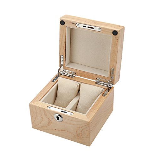 Caja de Reloj Almacenamiento de Joyas Caja de Reloj de Madera con Bloqueo/Almohada muñeca para Hombres o Mujeres Caja de Almacenamiento de colección de Pulsera de joyería - 2 Ranuras de Relojes (for