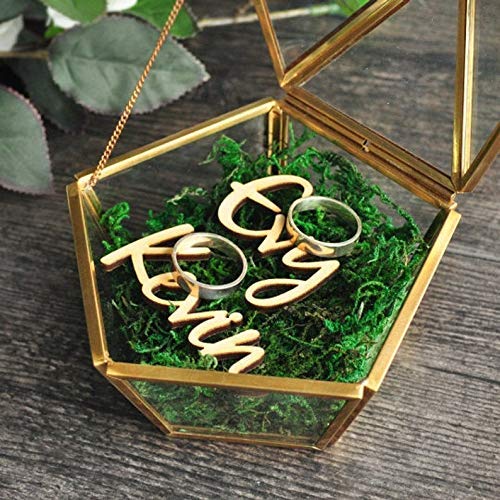 Caja geométrica del anillo del terrario,Caja del anillo de boda de vidrio,Caja de joyería de cobre,Caja de anillo de boda personalizada,Almohada del portador del anillo de boda,para la ceremonia