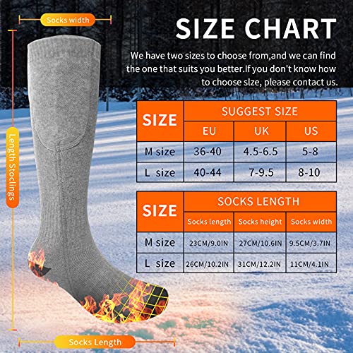 Calcetines Calefactables para Hombres Mujeres,Calcetines Eléctricos 3500mAh batería Recargable Calcetines con 3 ajustes de Calor Calentamiento hasta 12 Horas para Esquiar/Motocicleta Ciclismo/Acampar