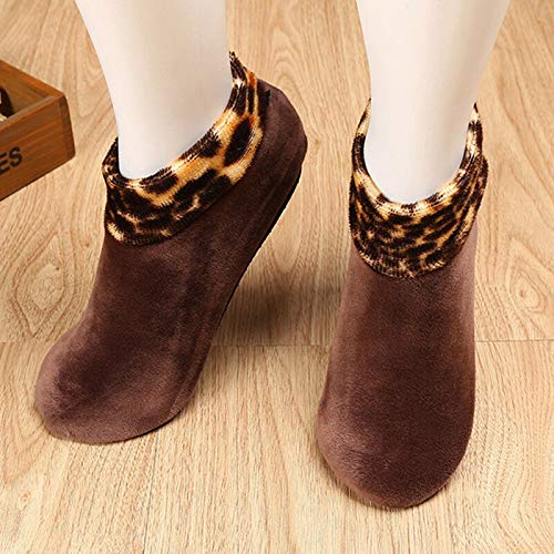 Calcetines térmicos antideslizantes para mujer, invierno caliente, cama de leopardo, casa, calcetines cálidos antideslizantes para el hogar, mujer o niña, Navidad, calcetines térmicos, c, Talla única