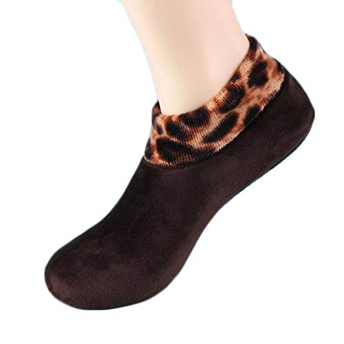 Calcetines térmicos antideslizantes para mujer, invierno caliente, cama de leopardo, casa, calcetines cálidos antideslizantes para el hogar, mujer o niña, Navidad, calcetines térmicos, c, Talla única