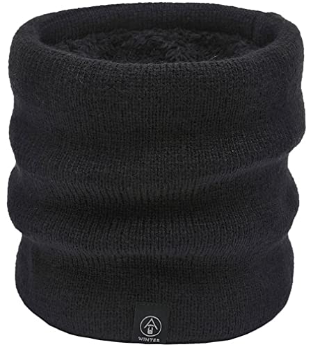 Calentador de Cuello de Invierno Bufanda Hombre y Mujer Bufanda De Invierno De Doble Capa Forrada Con Forro Polar Ciclismo Máscara de Esquí (negro)