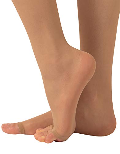 CALZITALY – PACK 2 PARES Medias Hasta la Rodilla Con La Punta Abierta, Calcetines Punta Abierta, Minimedias para sandalias | Negro, Natural | Made in Italy | (TALLA UNICA, NATURAL)